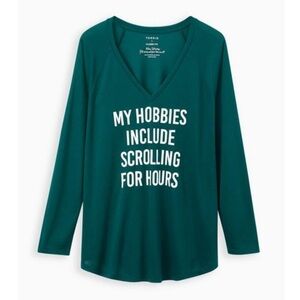 Torrid Classic Fit Raglan Tee - Hobbies Scroll Green